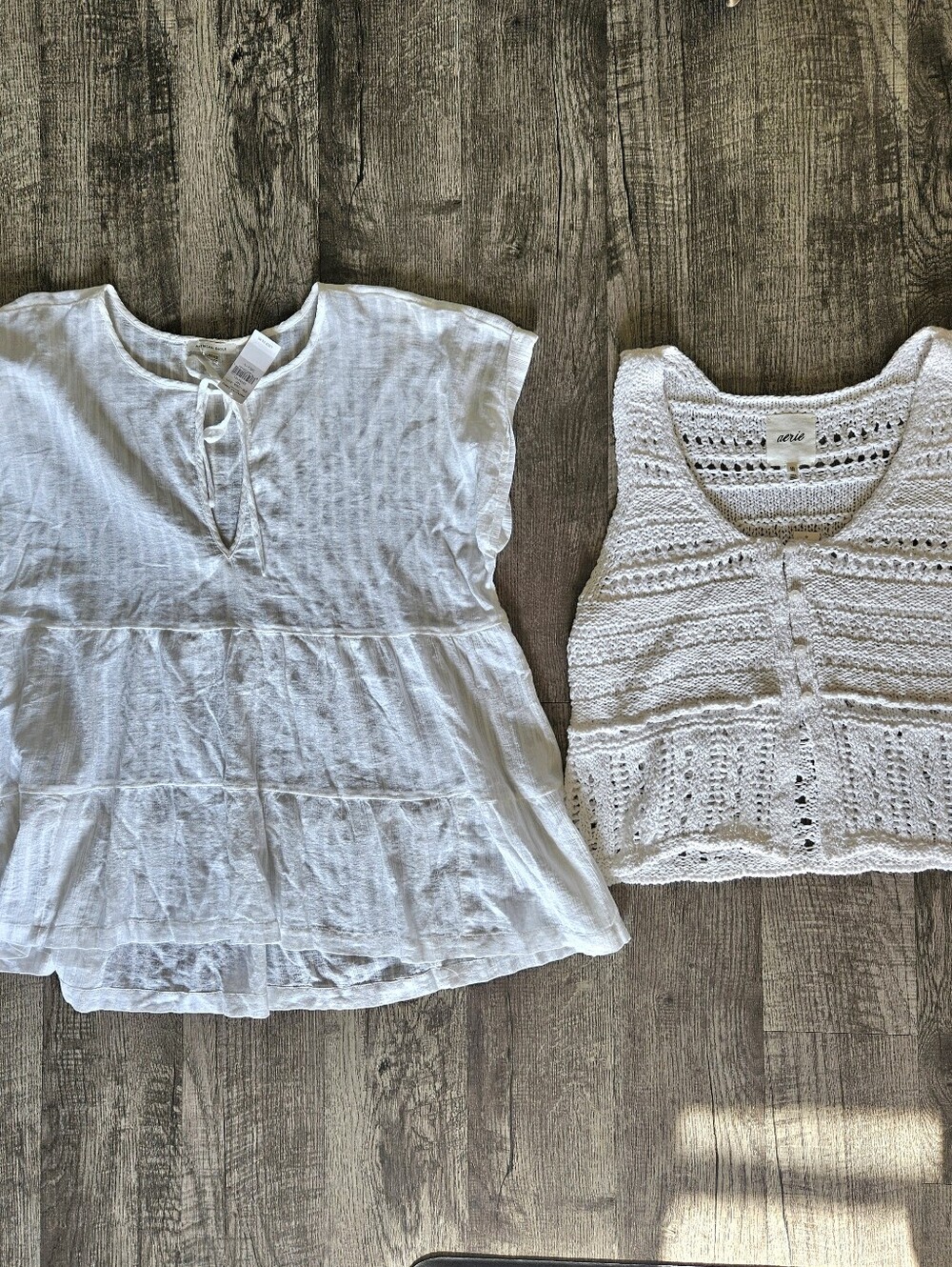 NWT American Eagle Blouse & Aerie Crochet Vest Both Wht And Size XXL